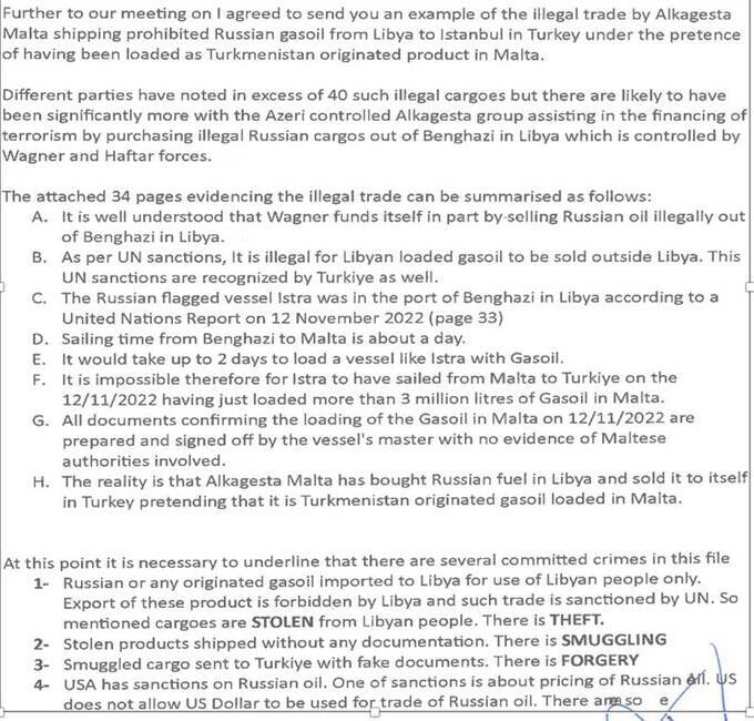 Maltese Alkagesta with Azerbaijani beneficiaries bypasses EU sanctions by trading smuggled Libyan oil
