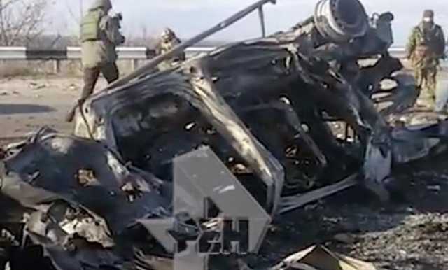 Видео с места подрыва автомобиля на КПП в ДНР
