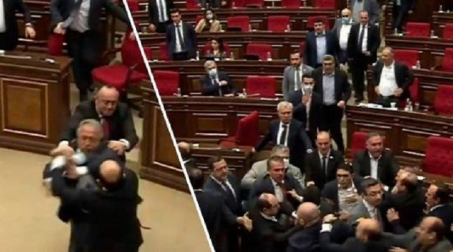 В парламенте Армении депутаты второй день подряд устроили массовую драку
