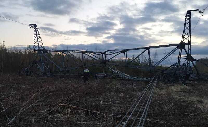 В Ленинградской области подорвана опора ЛЭП
