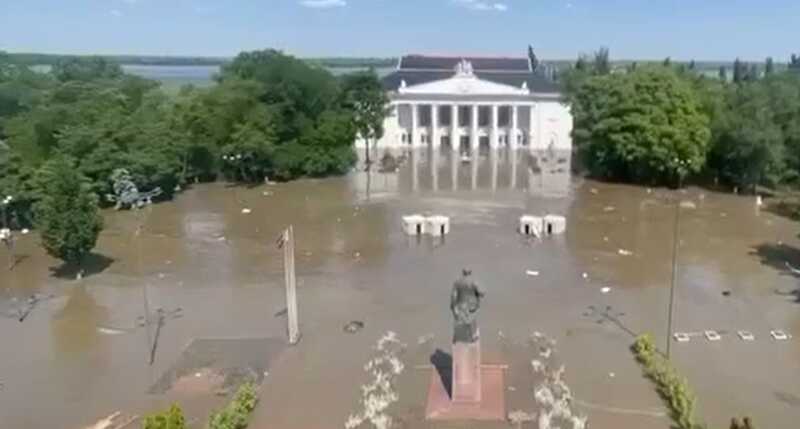 Новая Каховка после разрушения Каховской ГЭС
