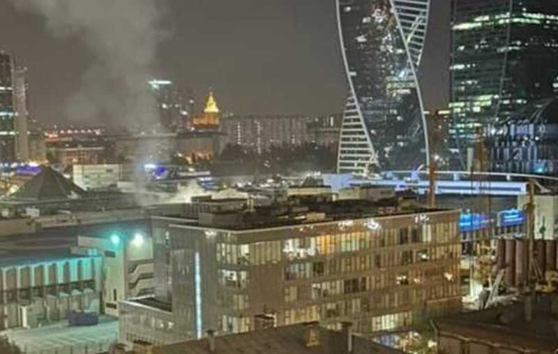 Момента взрыва БПЛА в Экспоцентре попал на видео