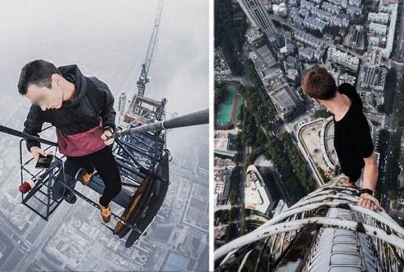 В Москве на звезду высотки забрались неизвестные, чтобы сделать фото