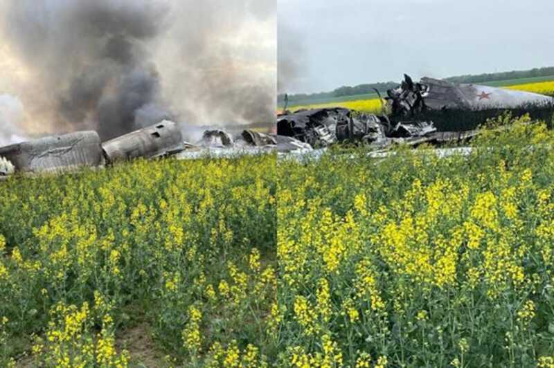 Появились кадры падения самолета Ту-22М3 на Ставрополье