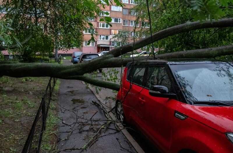 Ураган пронесся по Петербургу: ветер срывает покрытия, имеются пострадавшие